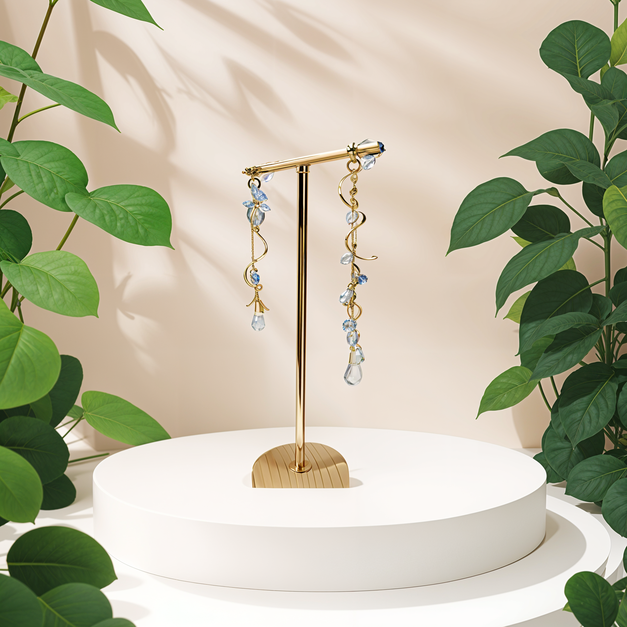 Floral Gold Enamel Brass Earrings – Handmade Nature-Inspired Jewelry