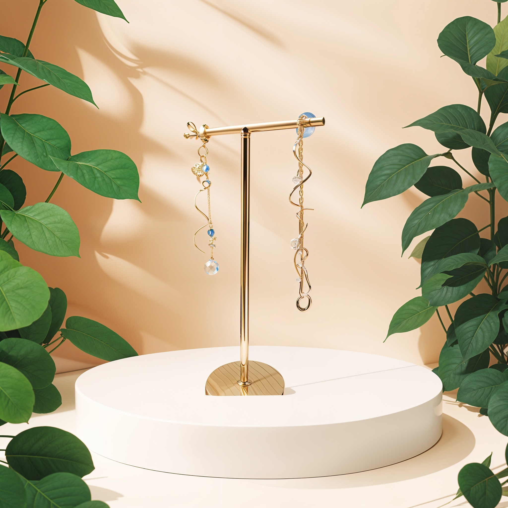 Floral Gold Enamel Brass Earrings – Handmade Nature-Inspired Jewelry