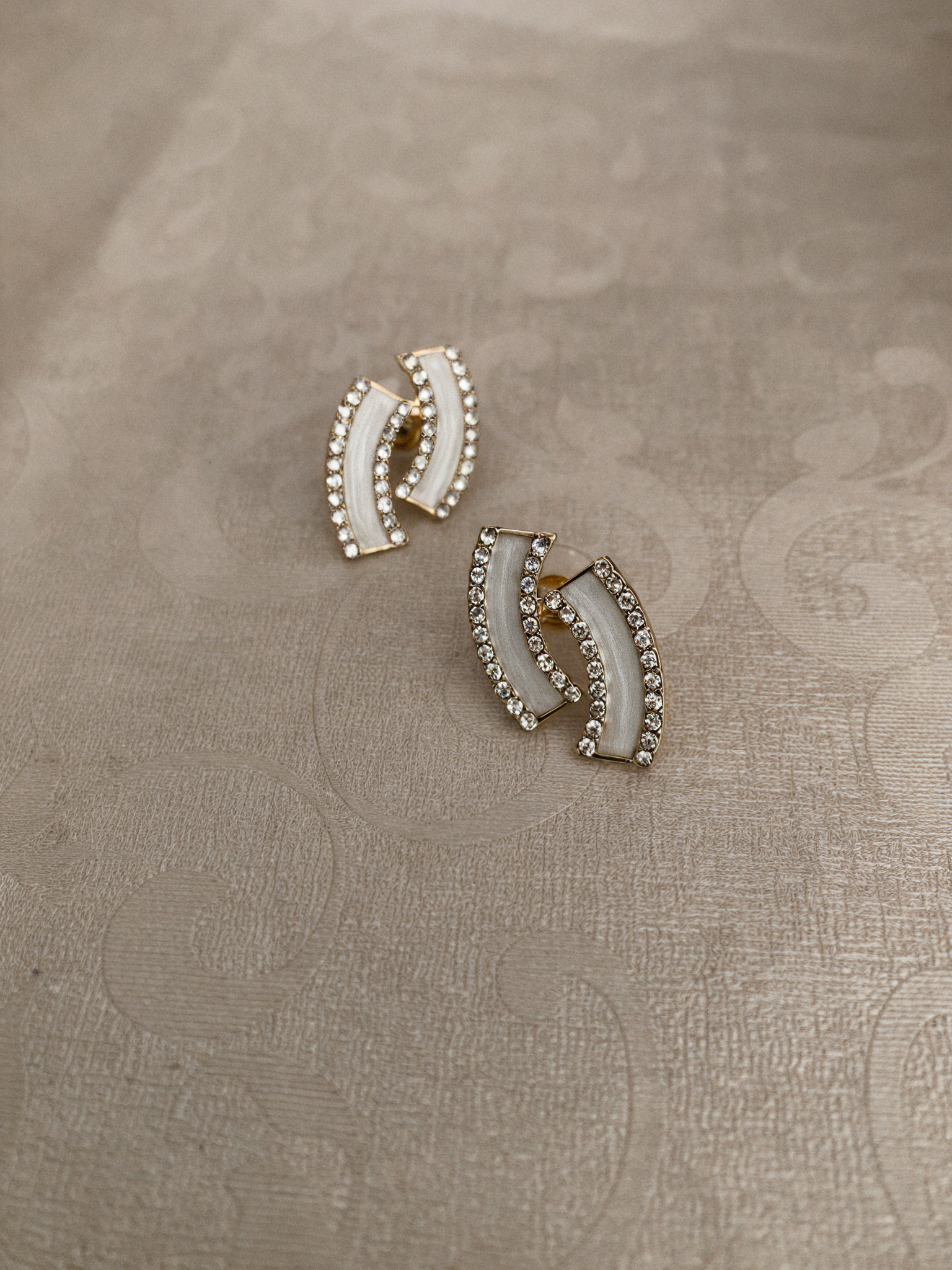 Gold Bracket Enamel Brass Earrings – Sleek Modern Handmade Jewelry