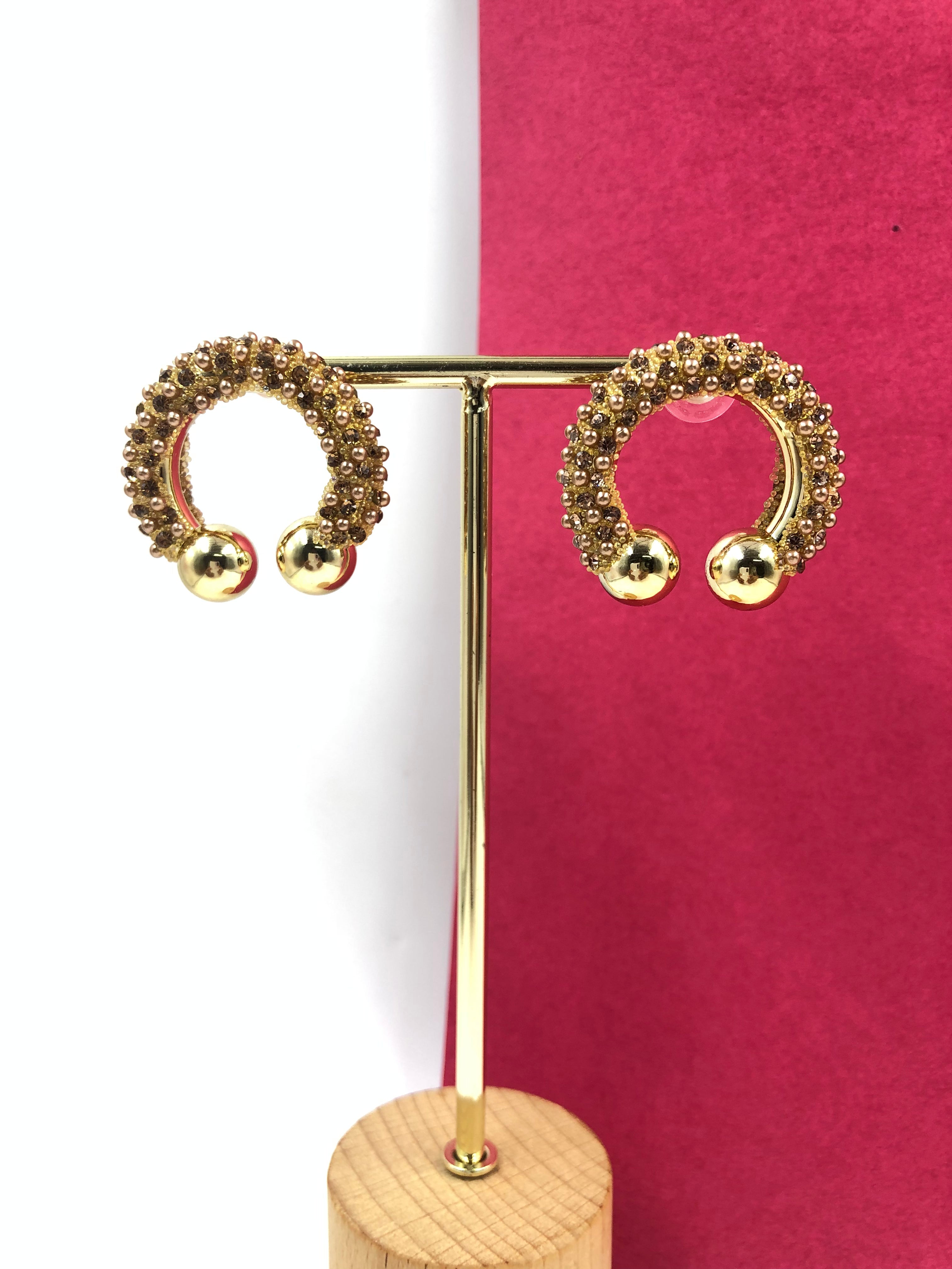 Textured Beaded Gold Hoop Earrings – Elegant Statement Jewelry