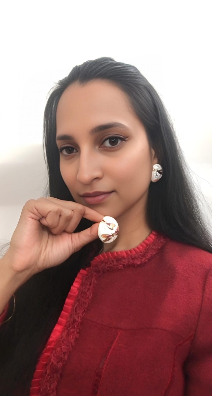 Poppy Flower-Inspired Crystal Brass Earrings