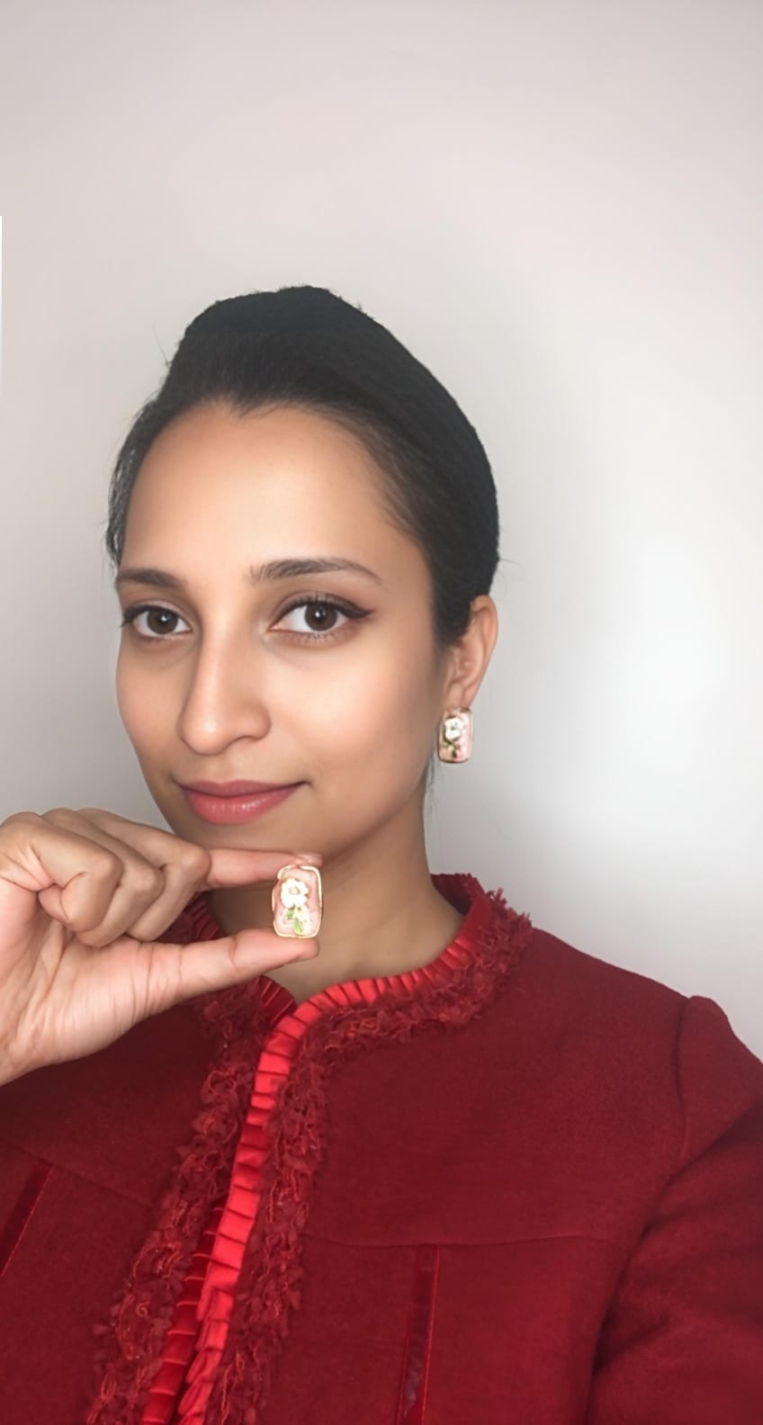 Mock Orange Flower-Inspired Crystal Brass Earrings