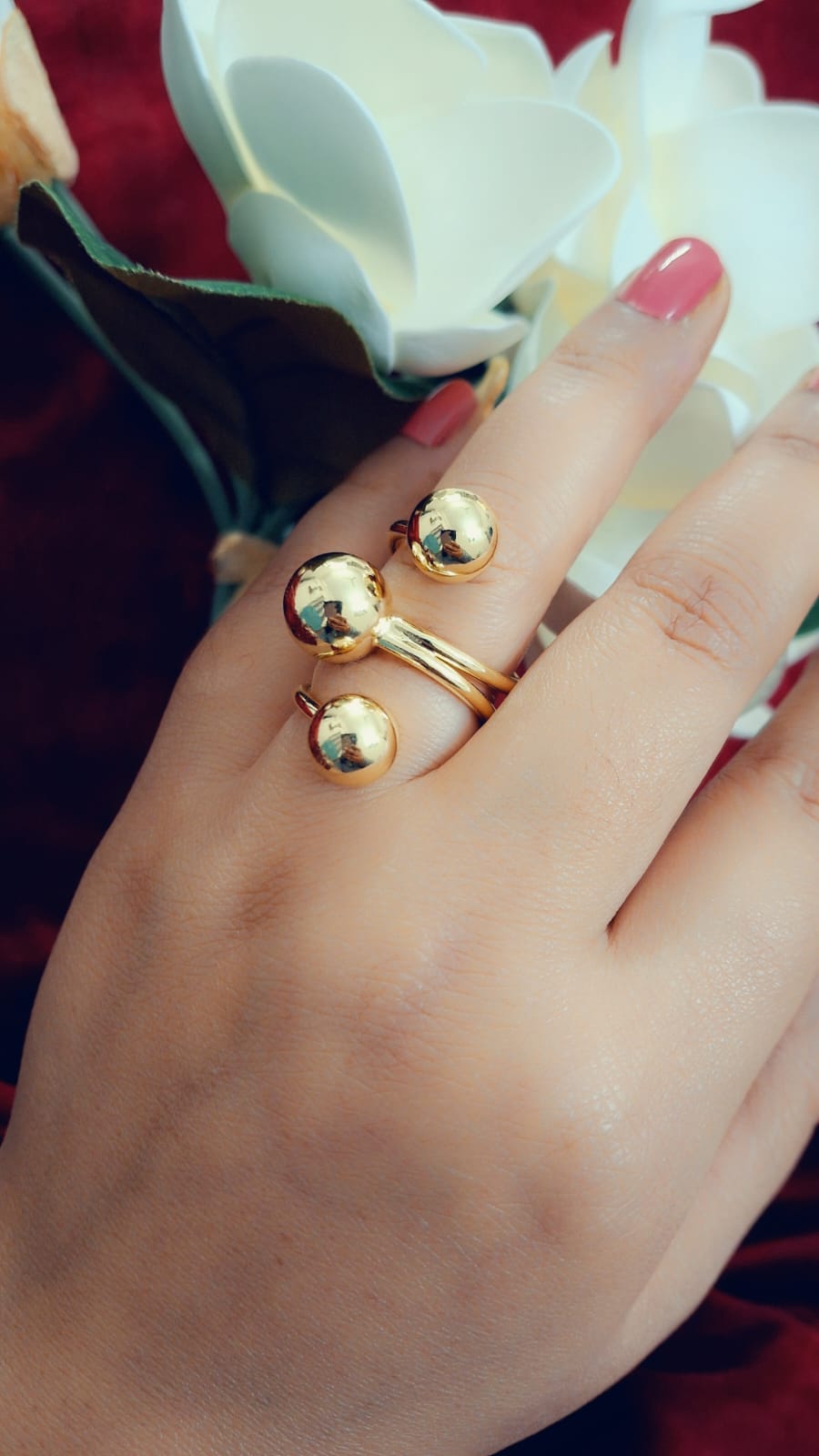 Solar System-Inspired Crystal Brass Finger Ring