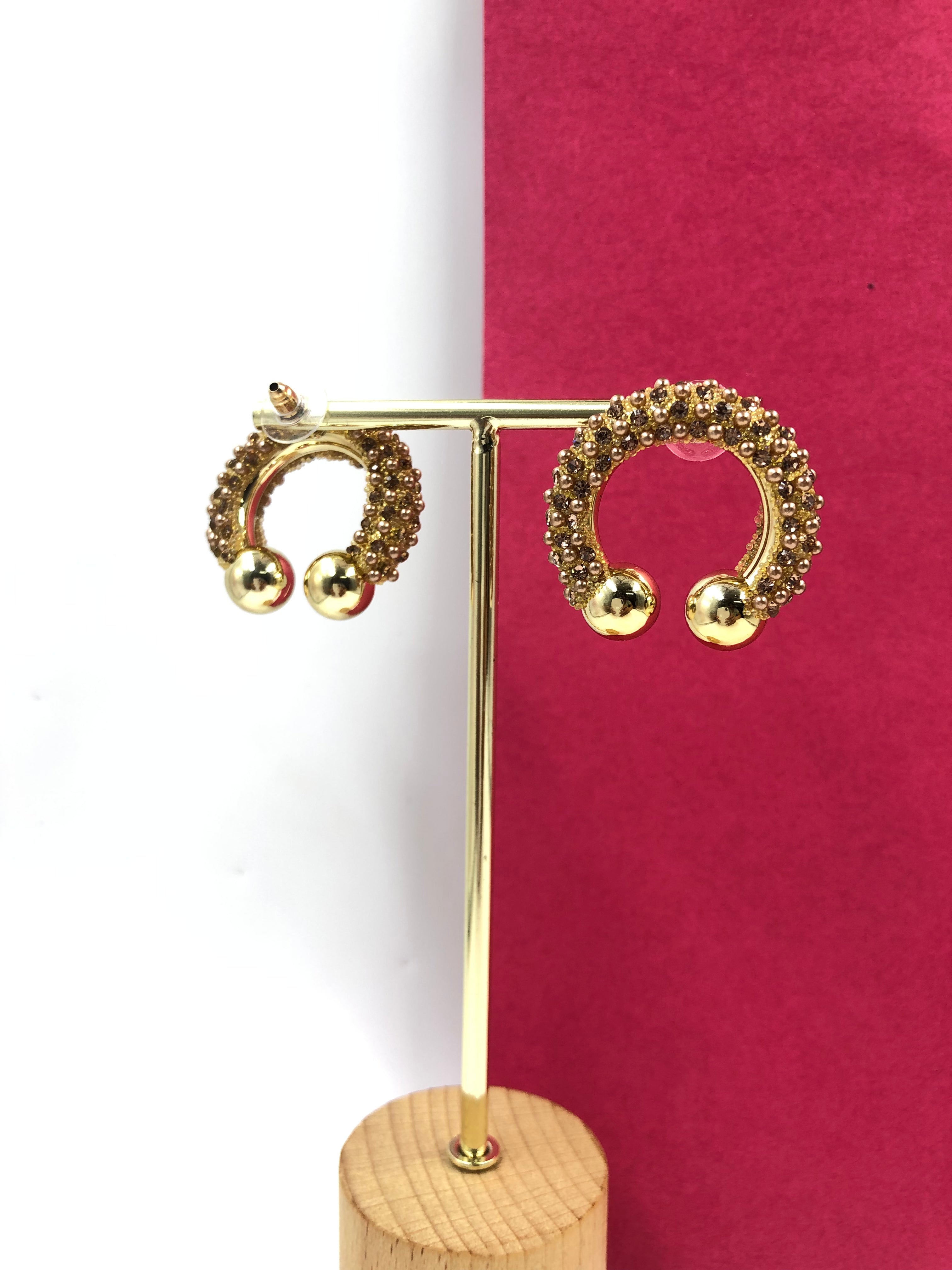 Textured Beaded Gold Hoop Earrings – Elegant Statement Jewelry