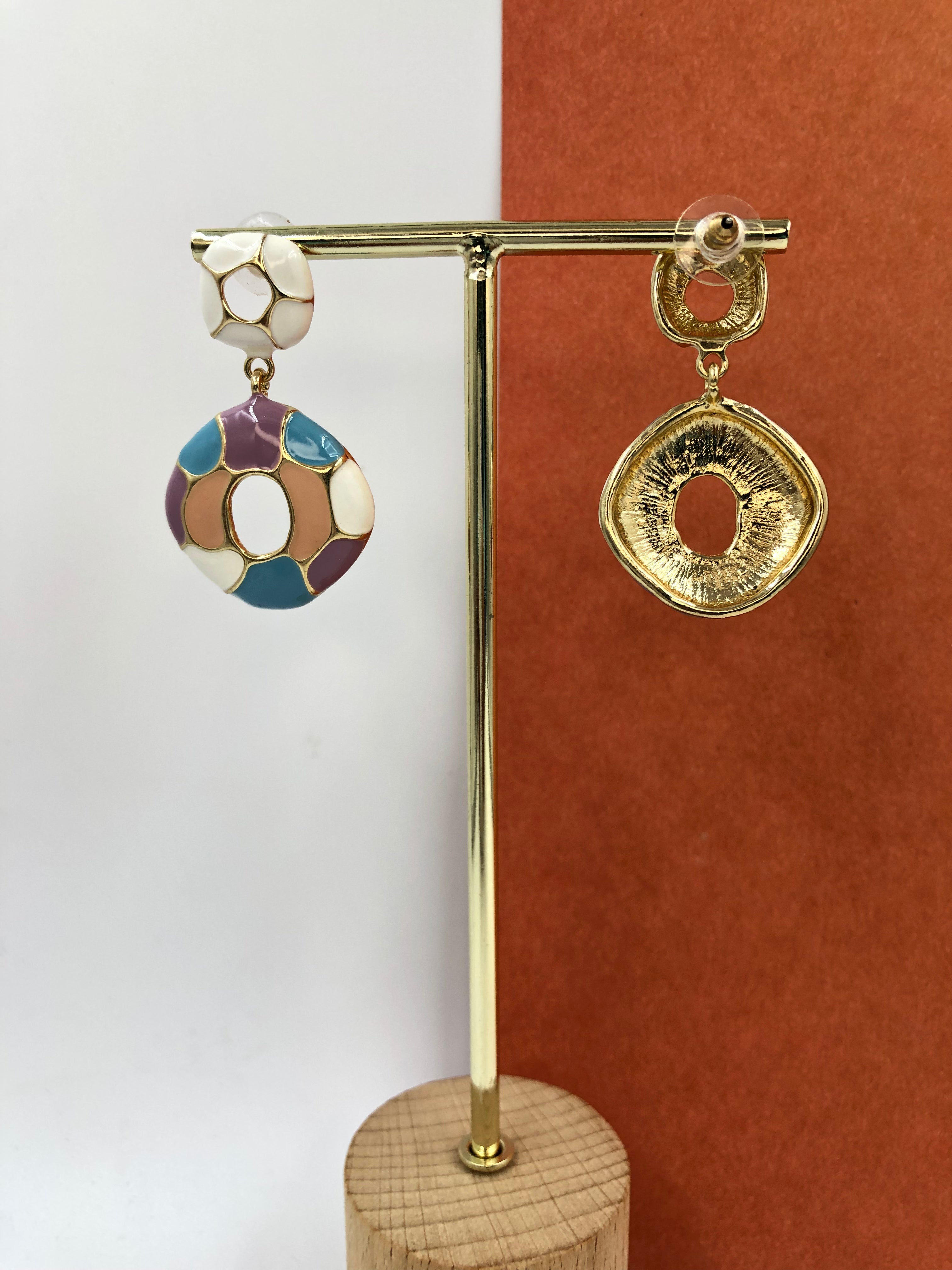 Multi Colour Abstract Enamel Drops - Bold & Contemporary Earrings