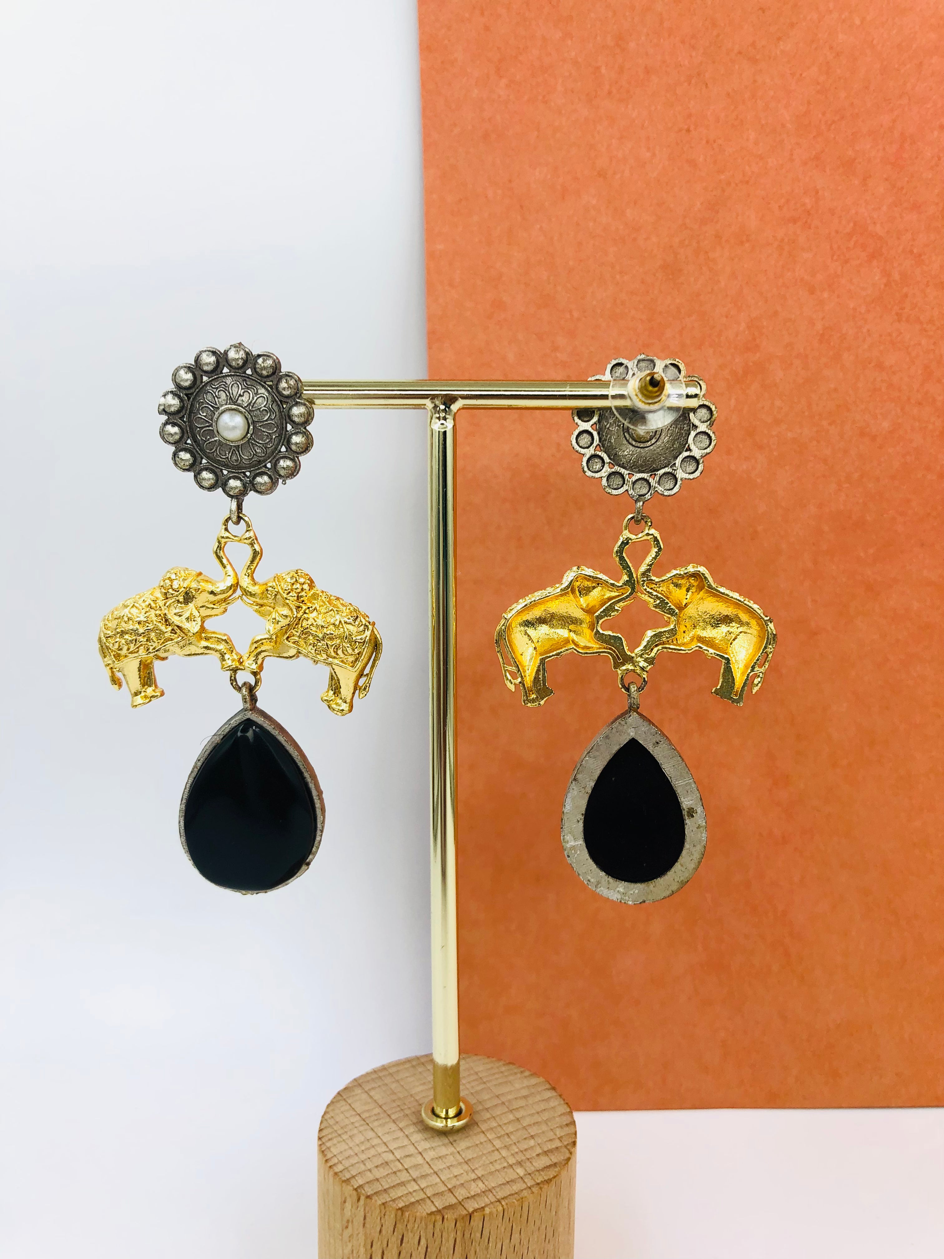 Black Stone Bold Danglers