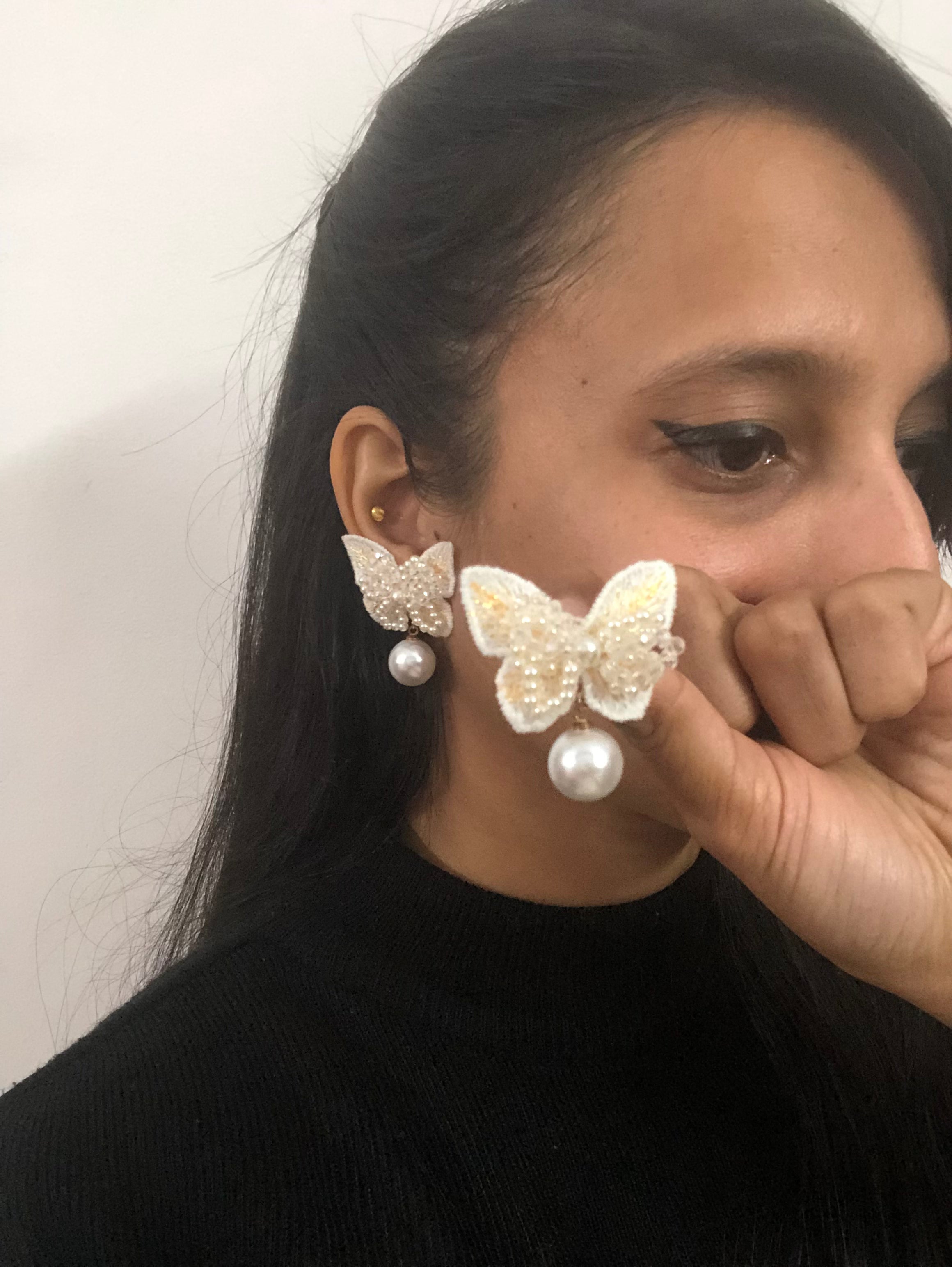 Crystal Beaded Butterfly Appliqué Studs