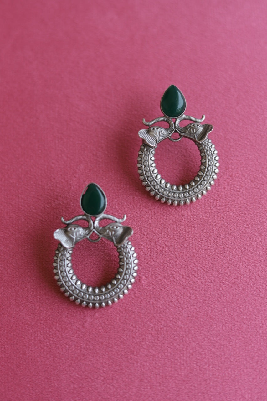 Tusker Circlet: Elephant Engraved Earrings