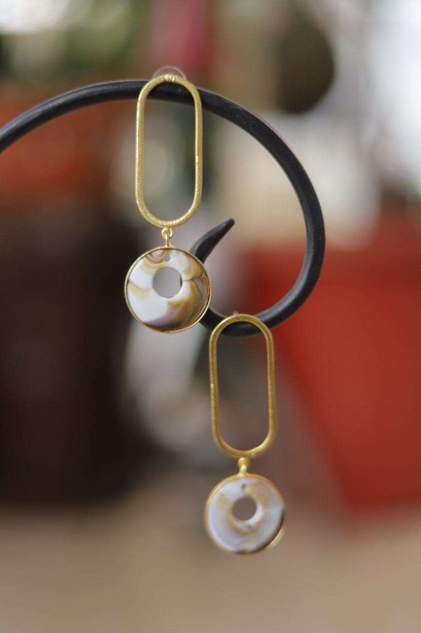 Golden Pendulum: Enamel Paint Texture Earrings