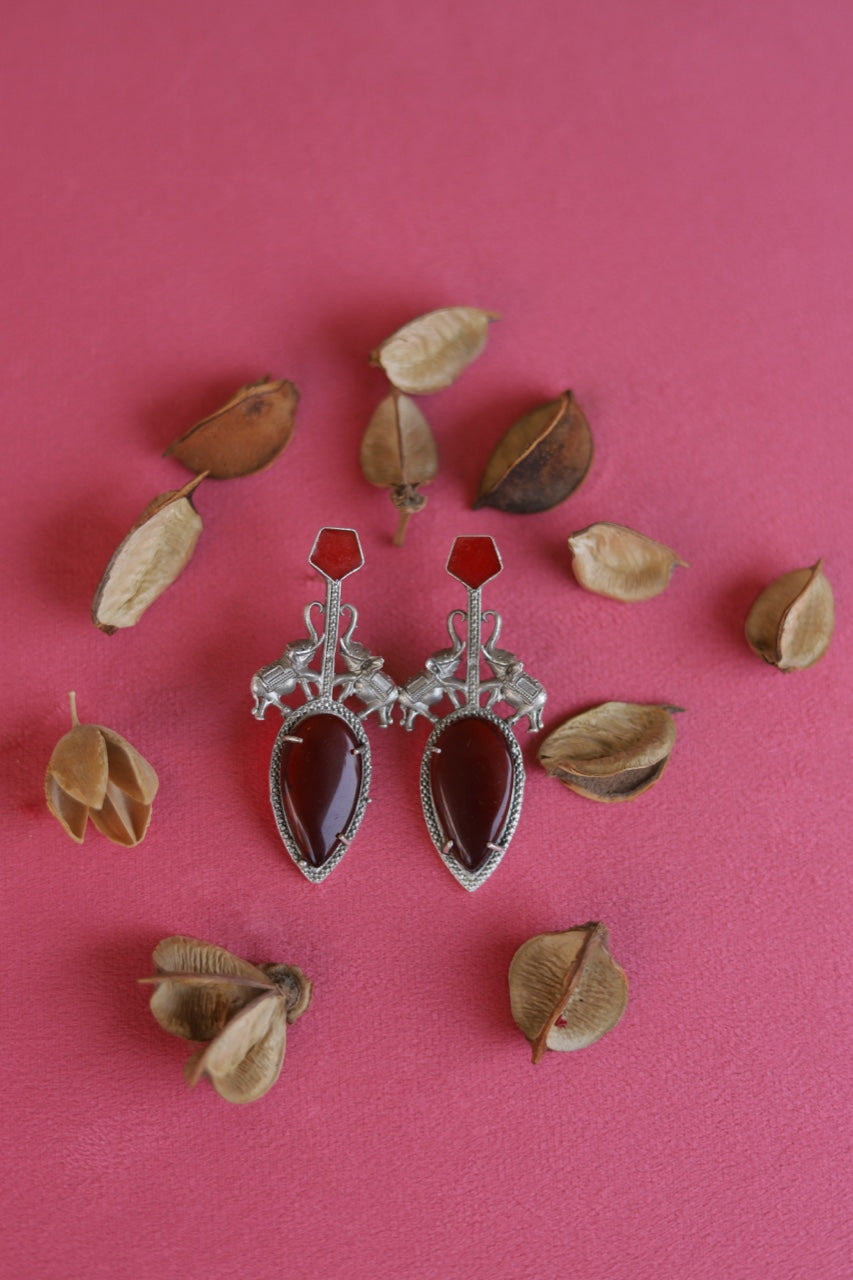 Crimson Elephant Majesty Earrings