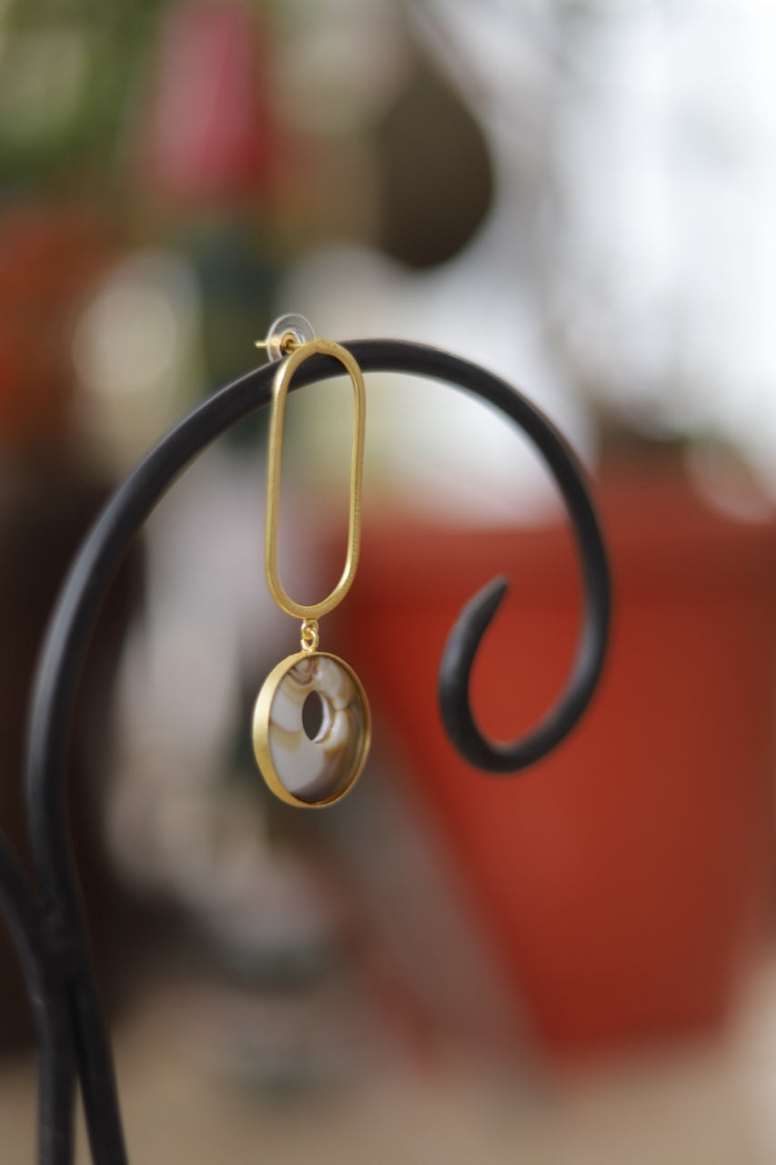 Golden Pendulum: Enamel Paint Texture Earrings