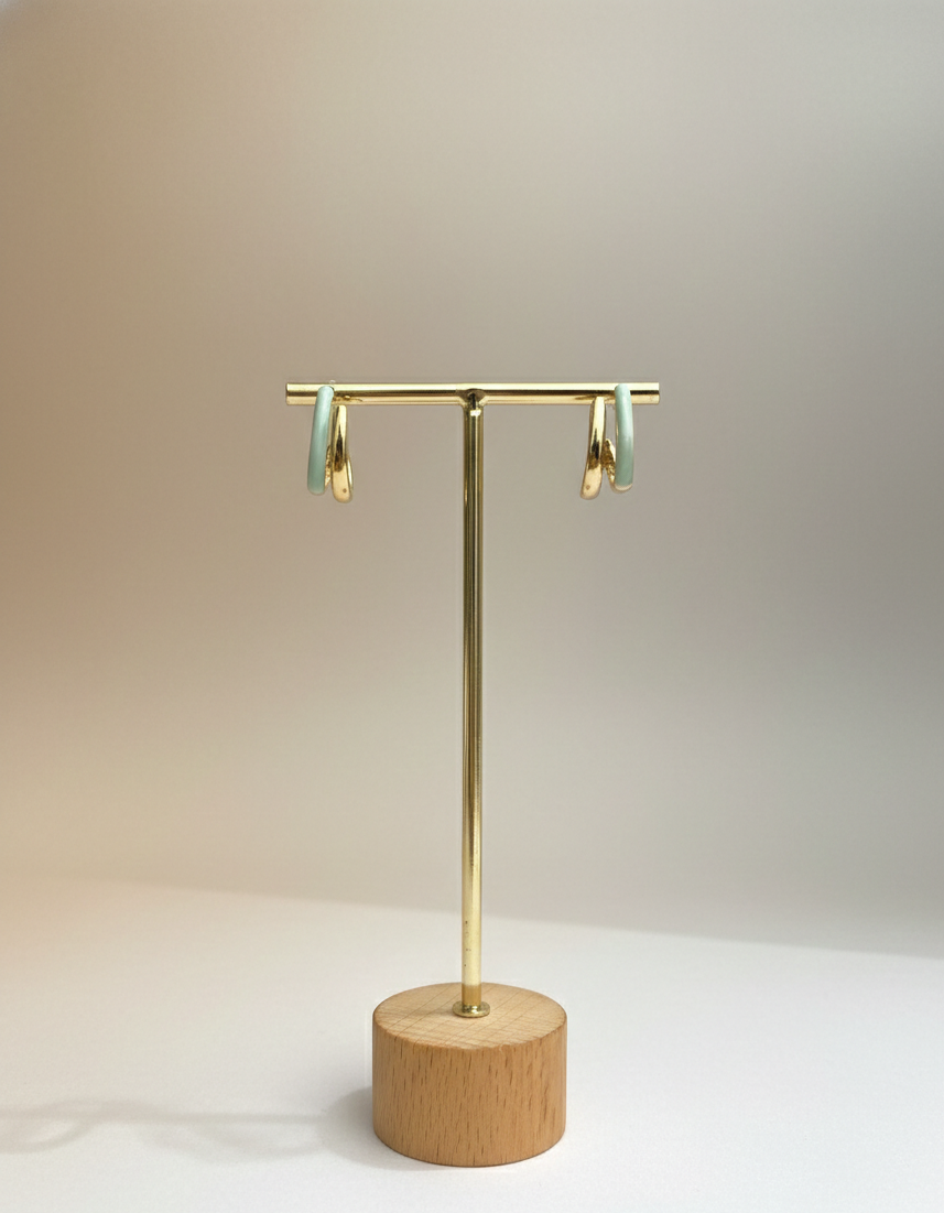 The Pastel Green Luna Dual Tone Hoops