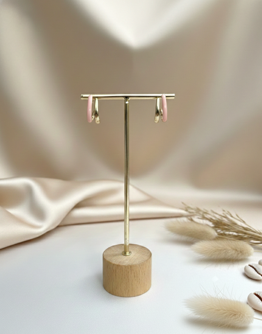 The Pastel Pink Luna Dual Tone Hoops