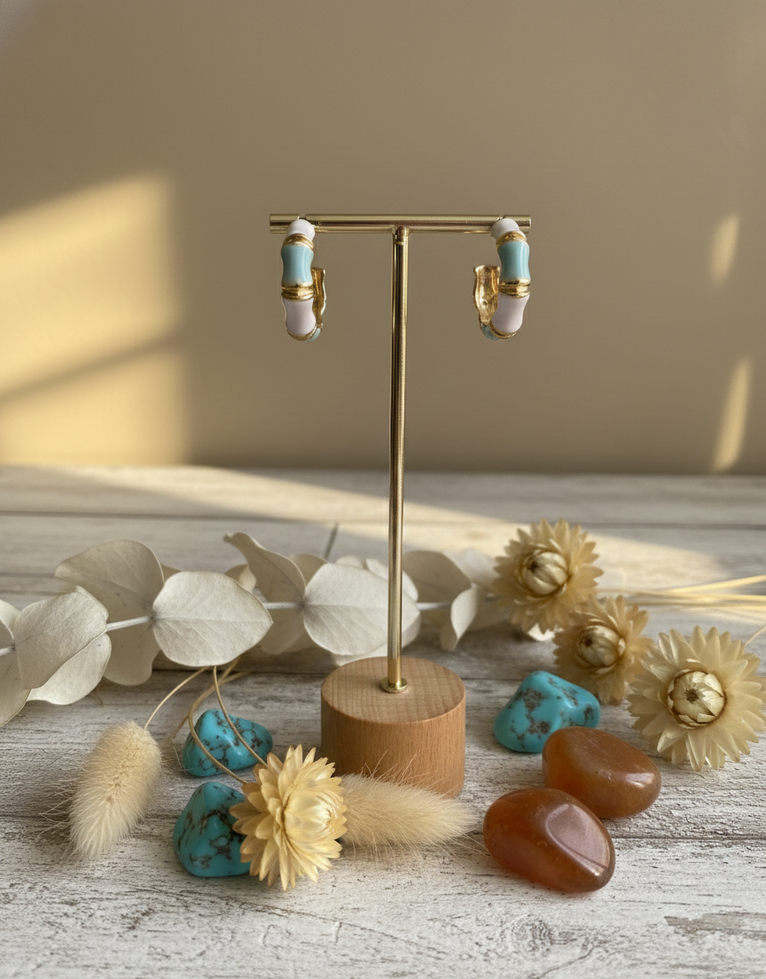 Pastel Blue Enamel Bamboo Hoop