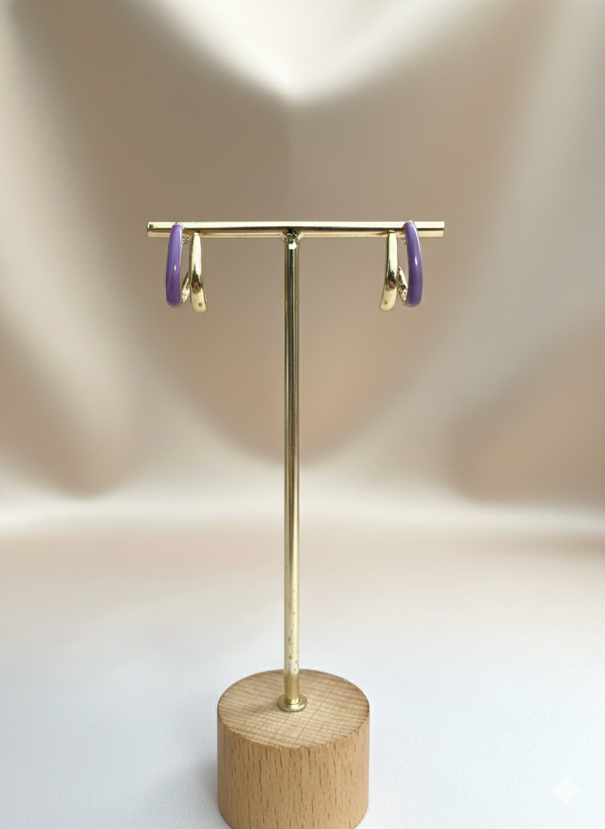 The Shades of Amethyst Luna Dual Tone Hoops