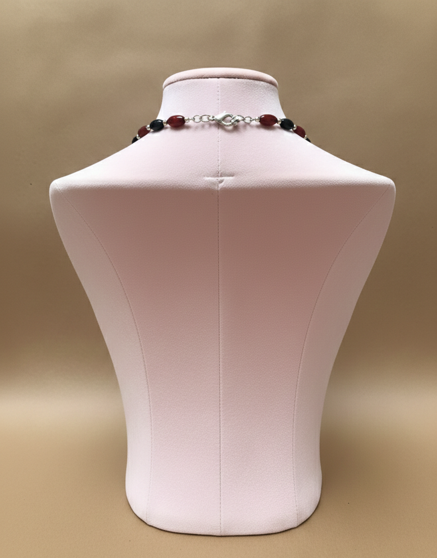 The Maroon & Onyx Bead Necklace