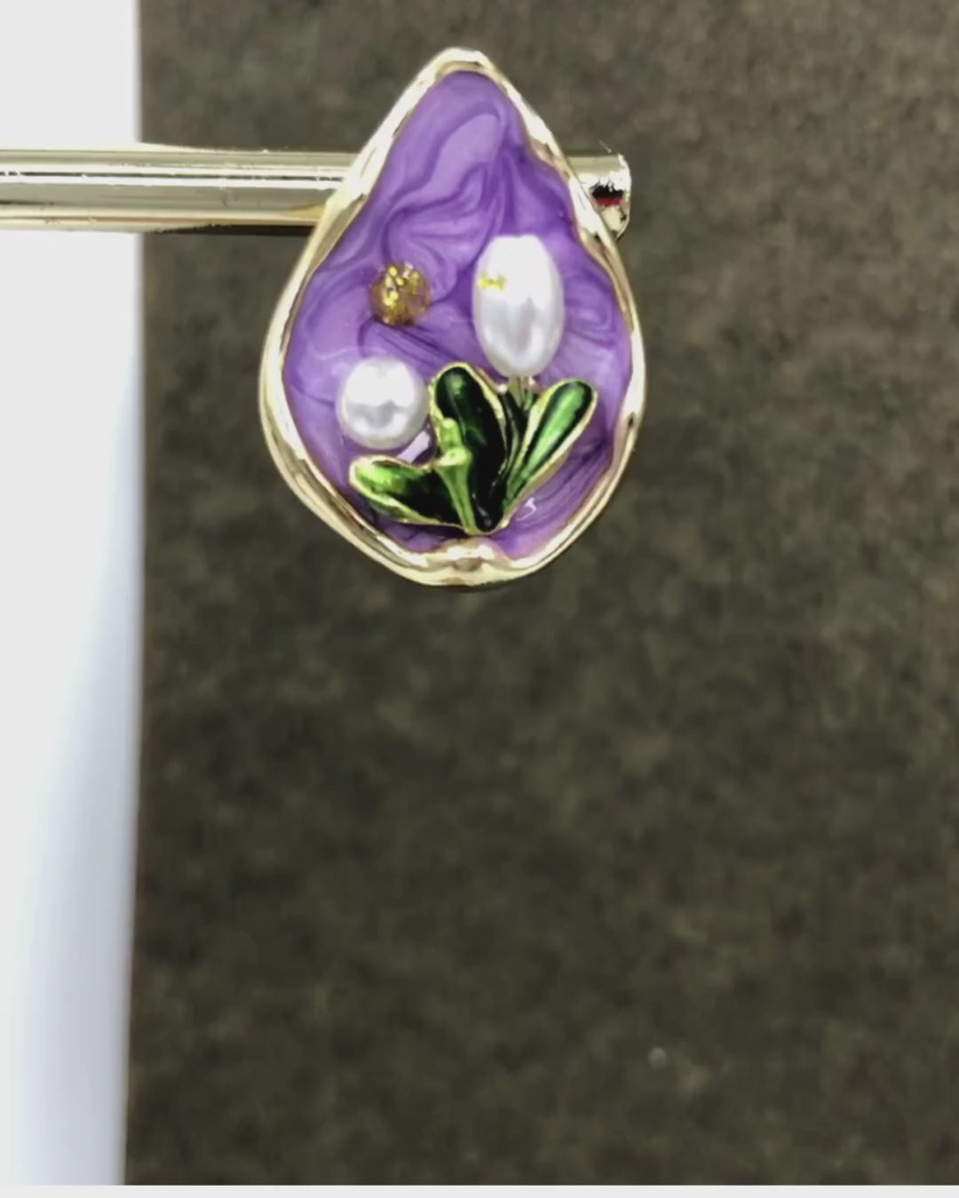 White Lily Bud-Inspired Handcrafted Earrings with Crystals
