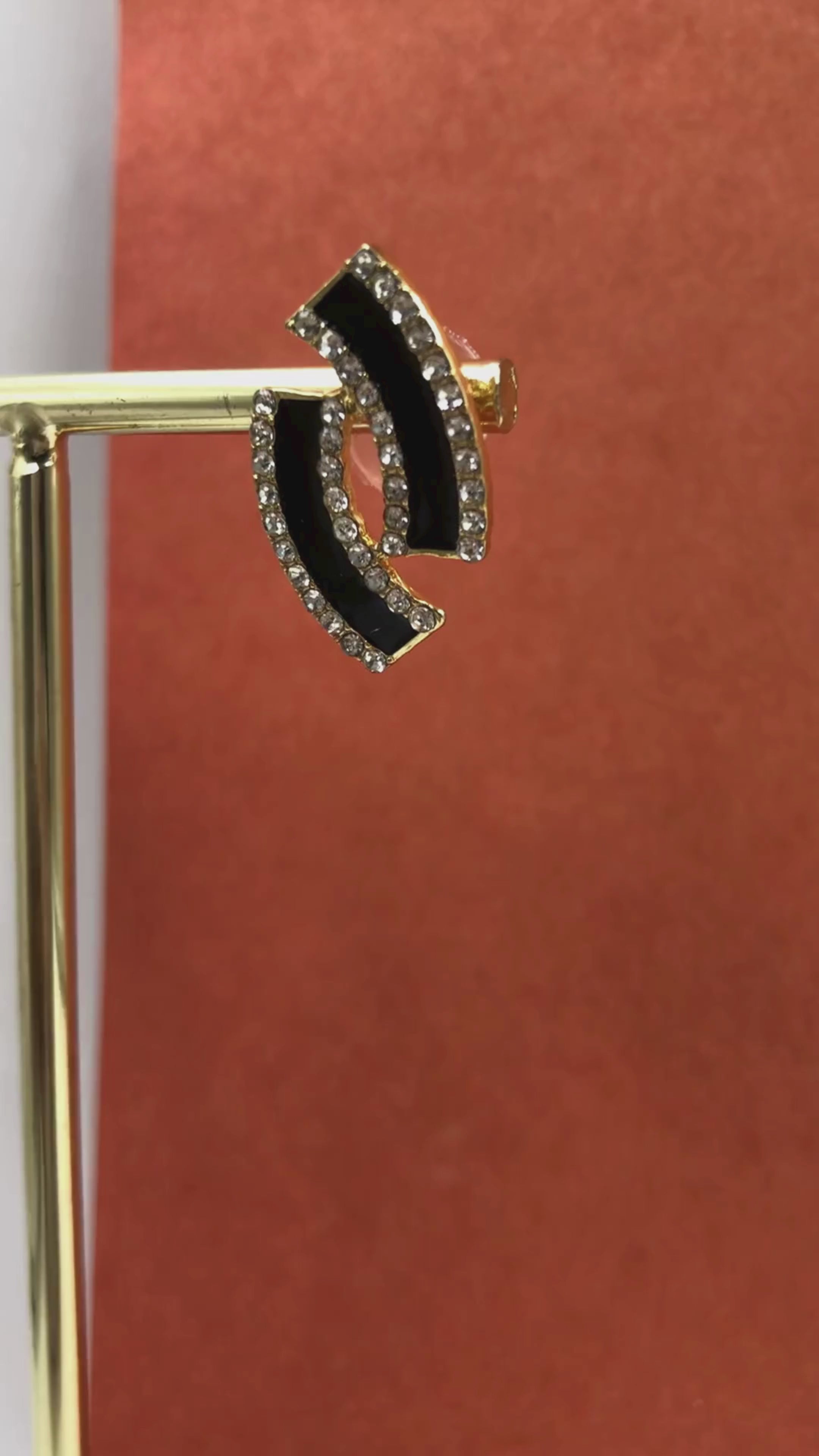 Handcrafted Gold Bracket Enamel Earrings – Minimal Brass Jewelry