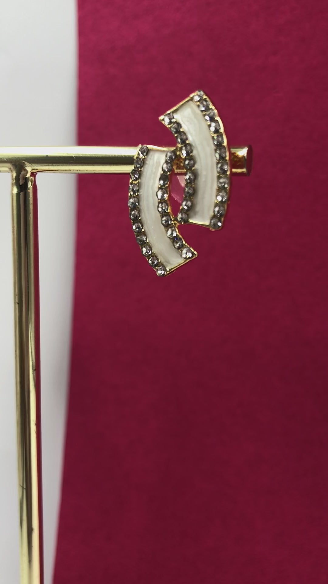 Gold Bracket Enamel Brass Earrings – Sleek Modern Handmade Jewelry