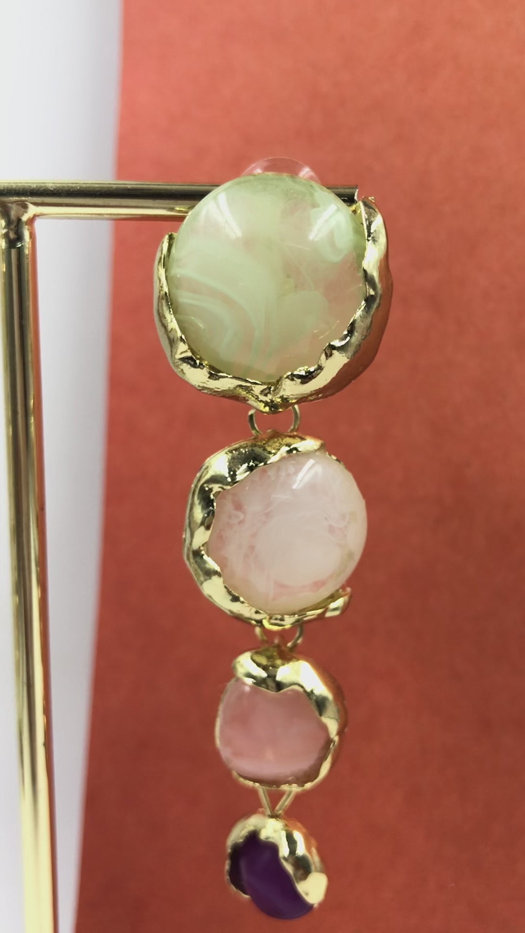 Natural Stone-Inspired Multicolor Drop Earrings